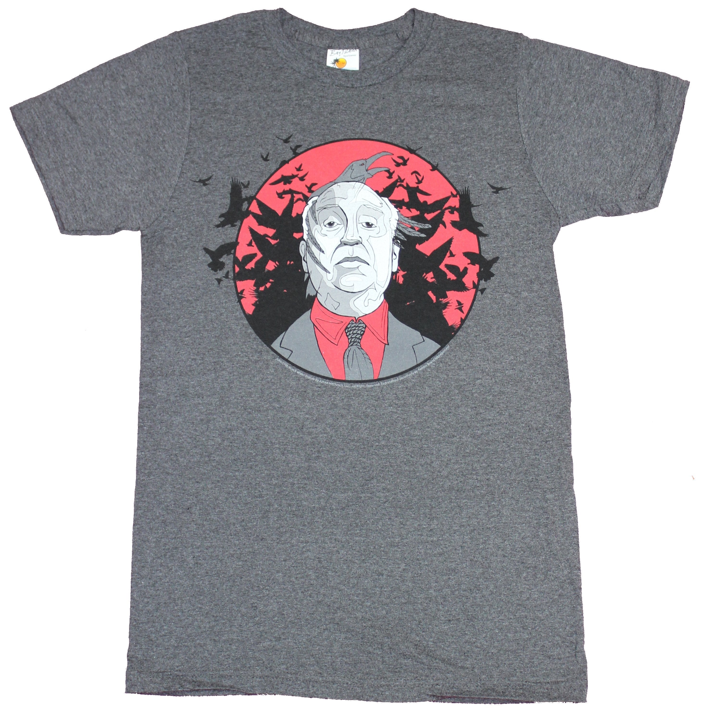 Alfred Hitchcock Mens T-Shirt - Drawn Portrait in Red Circle of Birds Style001 Hoodie, Sweatshirt | CiraTrend.com