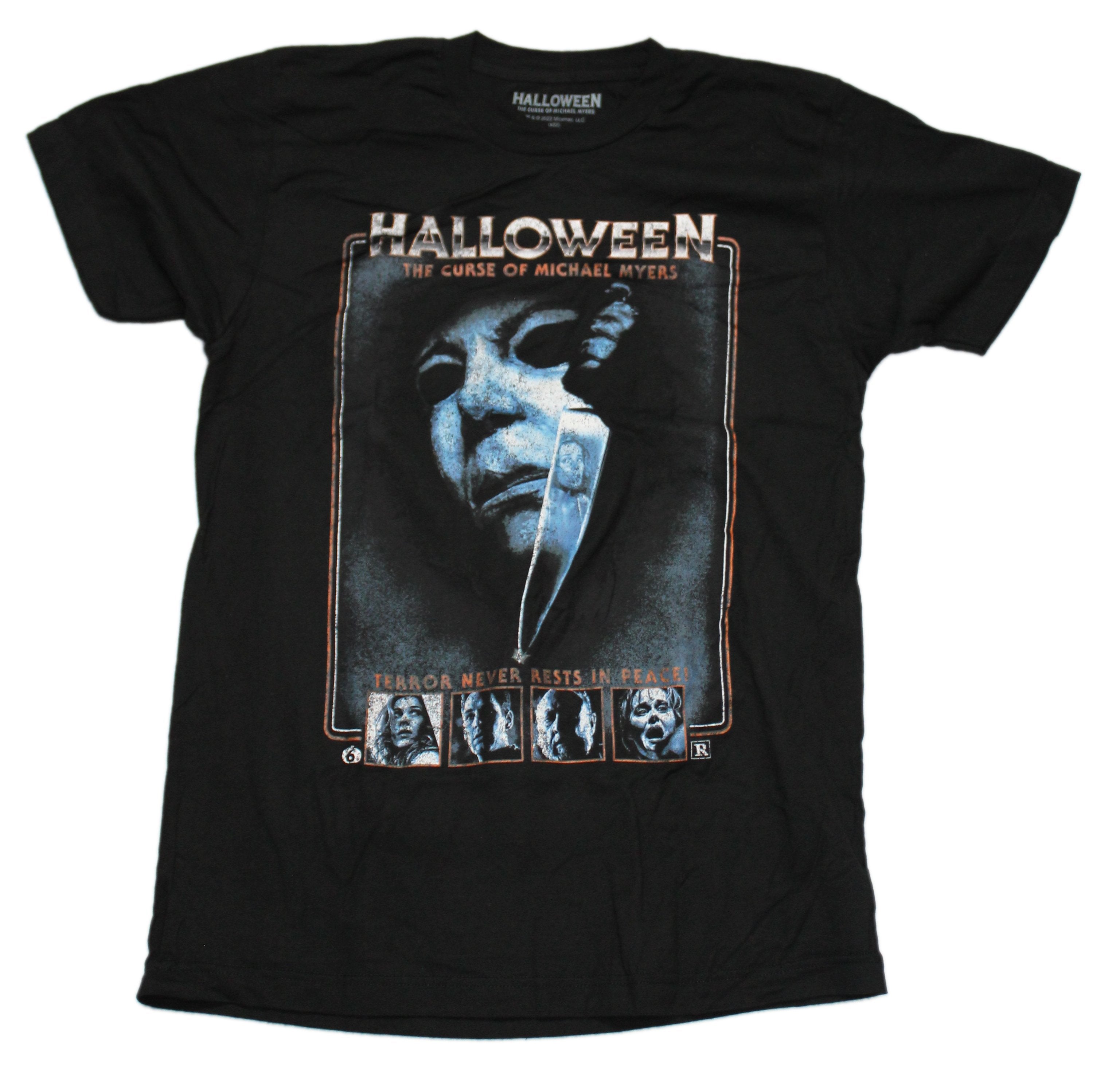 Halloween Mens T-Shirt - Michael Meyers Distressed Stab Face & Character Hoodie, Sweatshirt | CiraTrend.com