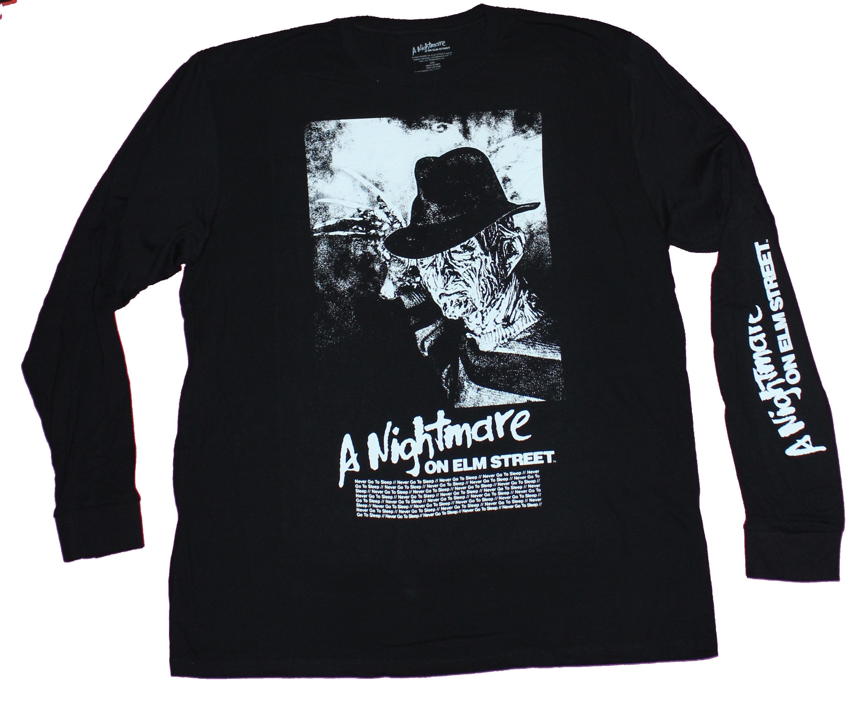 Nightmare on Elm Street Mens Long Sleeve T-Shirt - B & White Freddy Poster Hoodie, Sweatshirt | CiraTrend.com