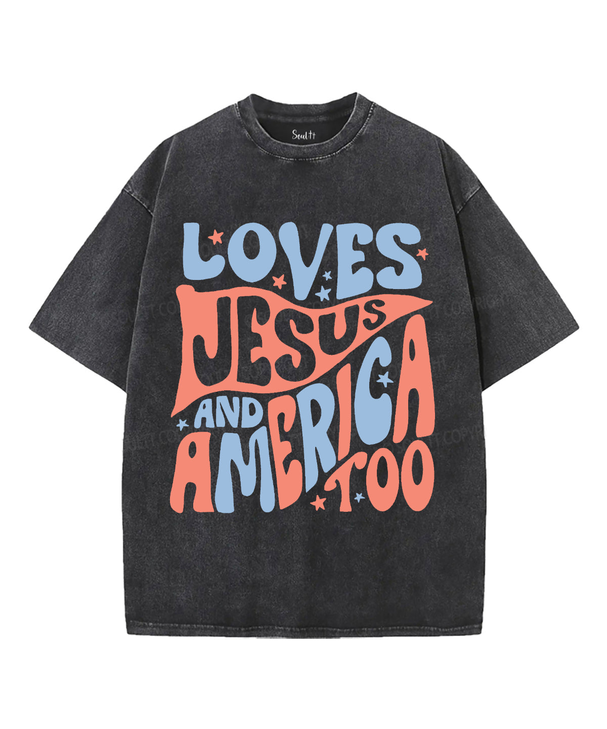 Love Jesus And America Too Unisex Washed Christian T-shirt Hoodie, Sweatshirt | CiraTrend.com (Image 2)