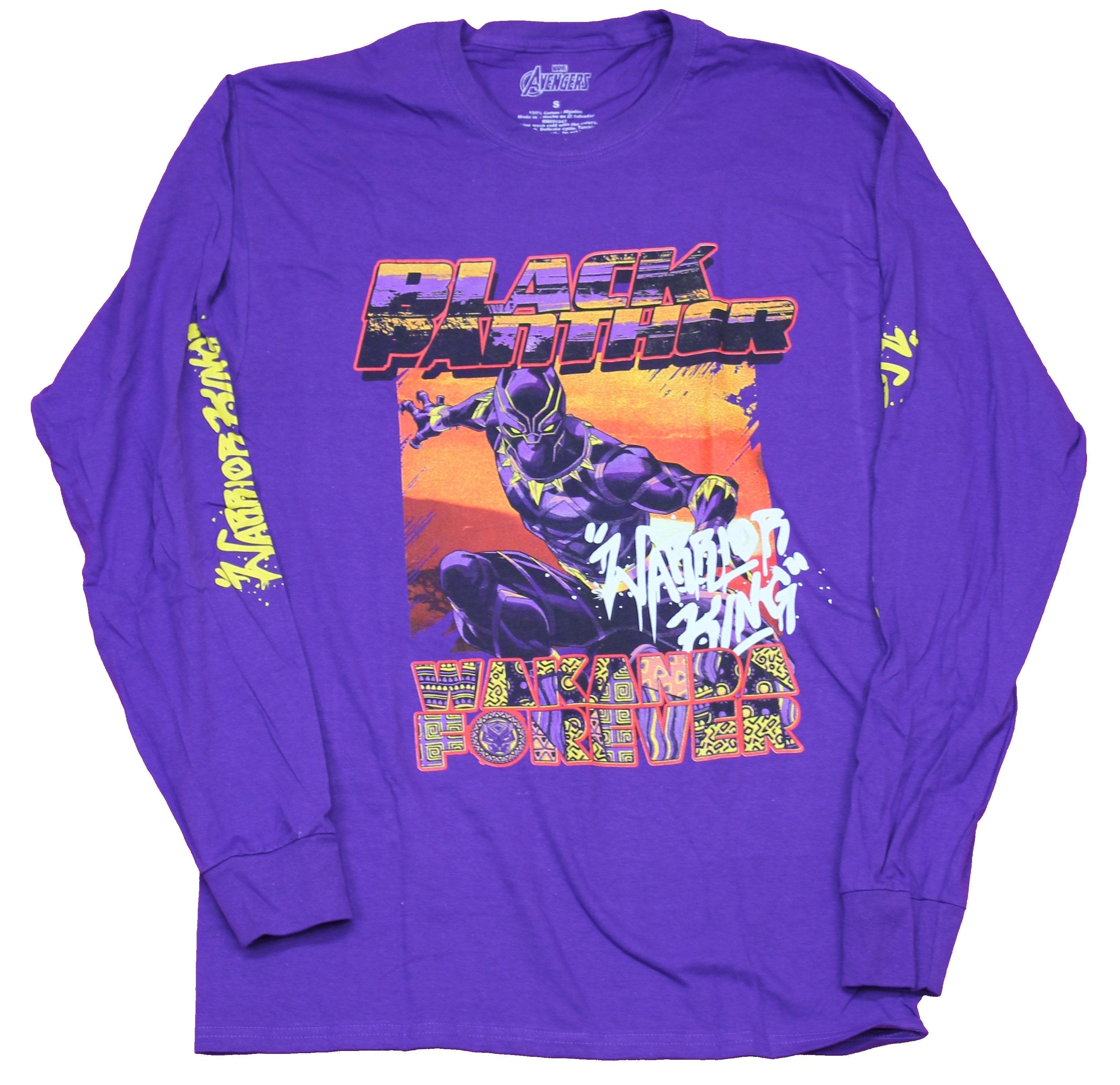 Black Panther Mens Long Sleeve T-Shirt  - Wakanda Forever Warrior King Sunset Pose Hoodie, Sweatshirt | CiraTrend.com