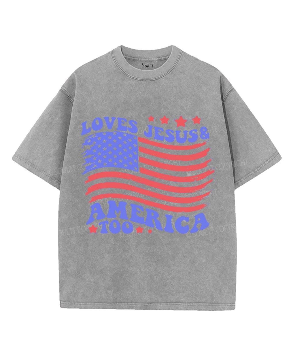 Loves Jesus & America Too Unisex Washed Christian T-shirt Style001 Hoodie, Sweatshirt | CiraTrend.com (Image 3)