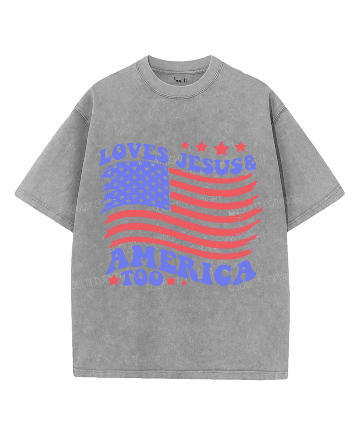 Loves Jesus & America Too Unisex Washed Christian T-shirt Style001 Hoodie, Sweatshirt | CiraTrend.com (Image 3)
