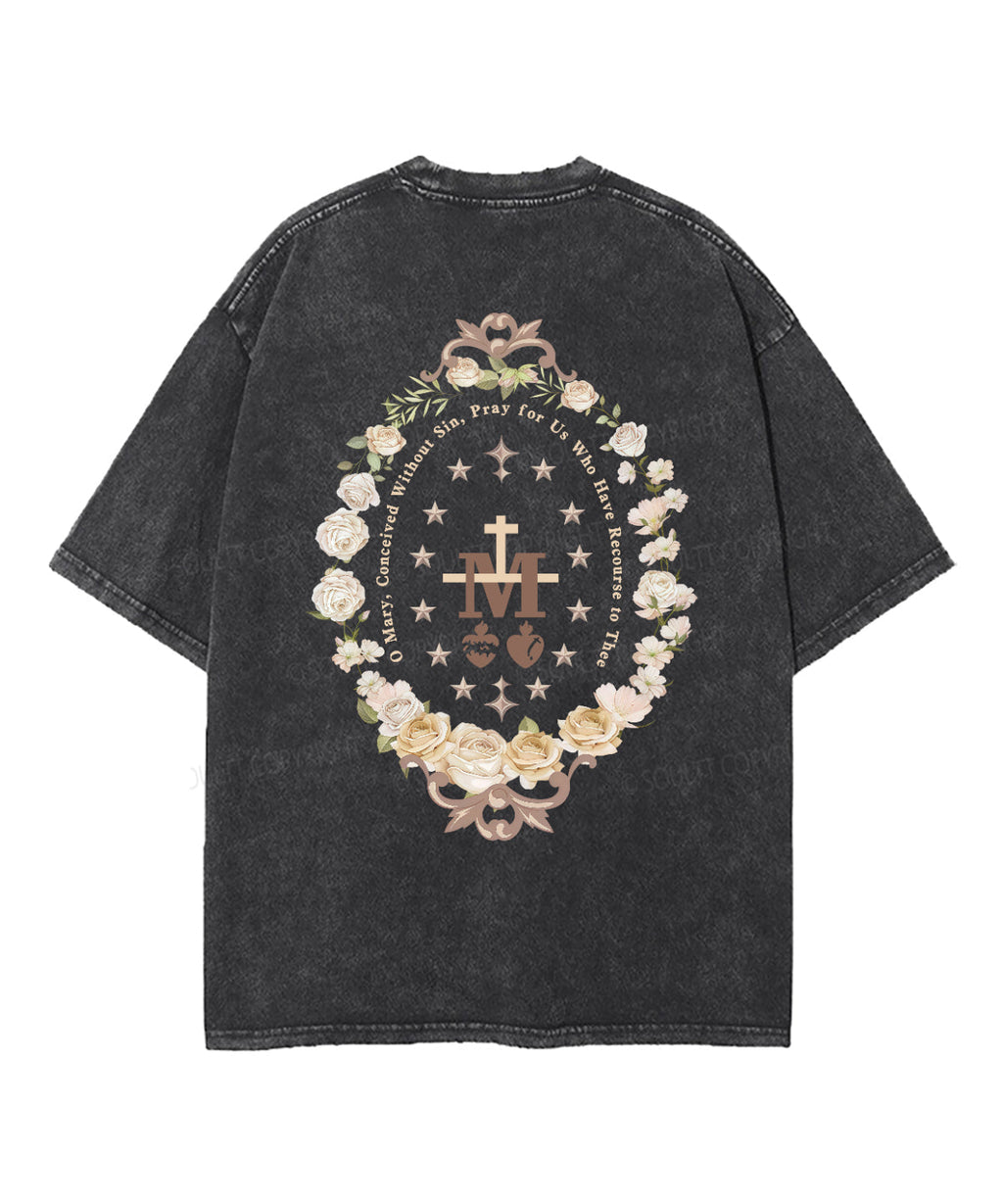 O Mary Conceived Without Sin Double Sided Unisex Washed Christian T-shirt Hoodie, Sweatshirt | CiraTrend.com (Image 3)