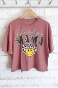 Howdy Mama Smile Cowboy Graphic Long Crop Top