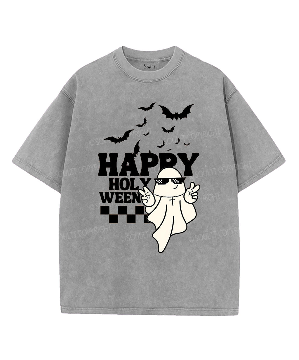 Happy Holy Unisex Washed Christian T-shirt Hoodie, Sweatshirt | CiraTrend.com (Image 4)