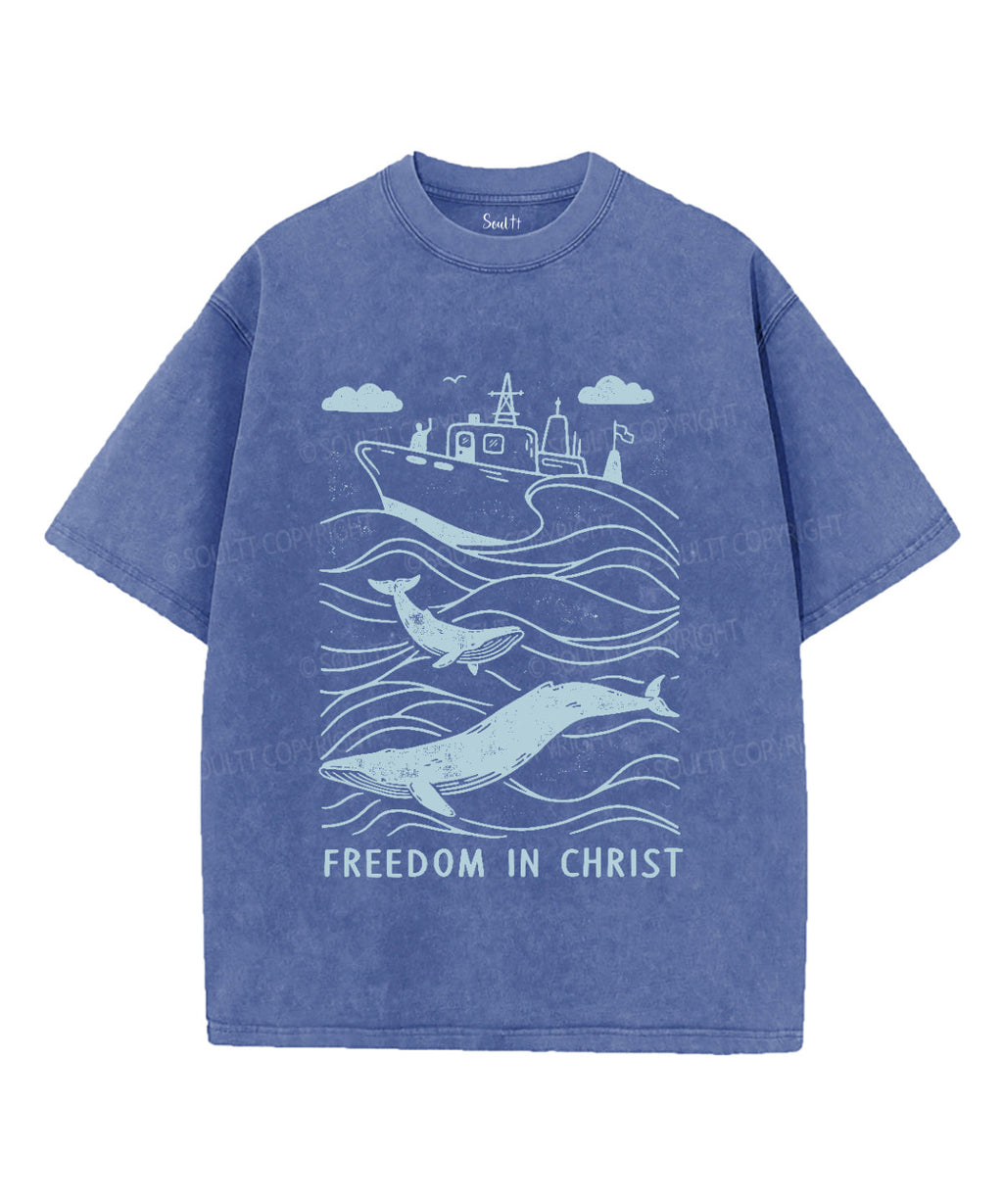 Freedom In Christ Unisex Washed Christian T-shirt Hoodie, Sweatshirt | CiraTrend.com (Image 4)