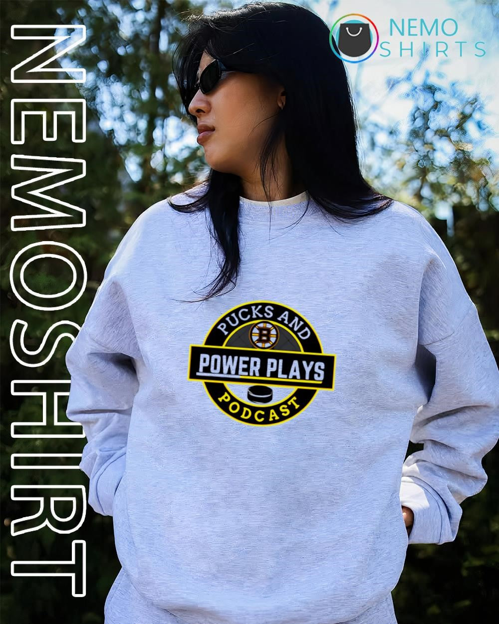 Pucks and Power Plays Boston Bruins podcast shirt