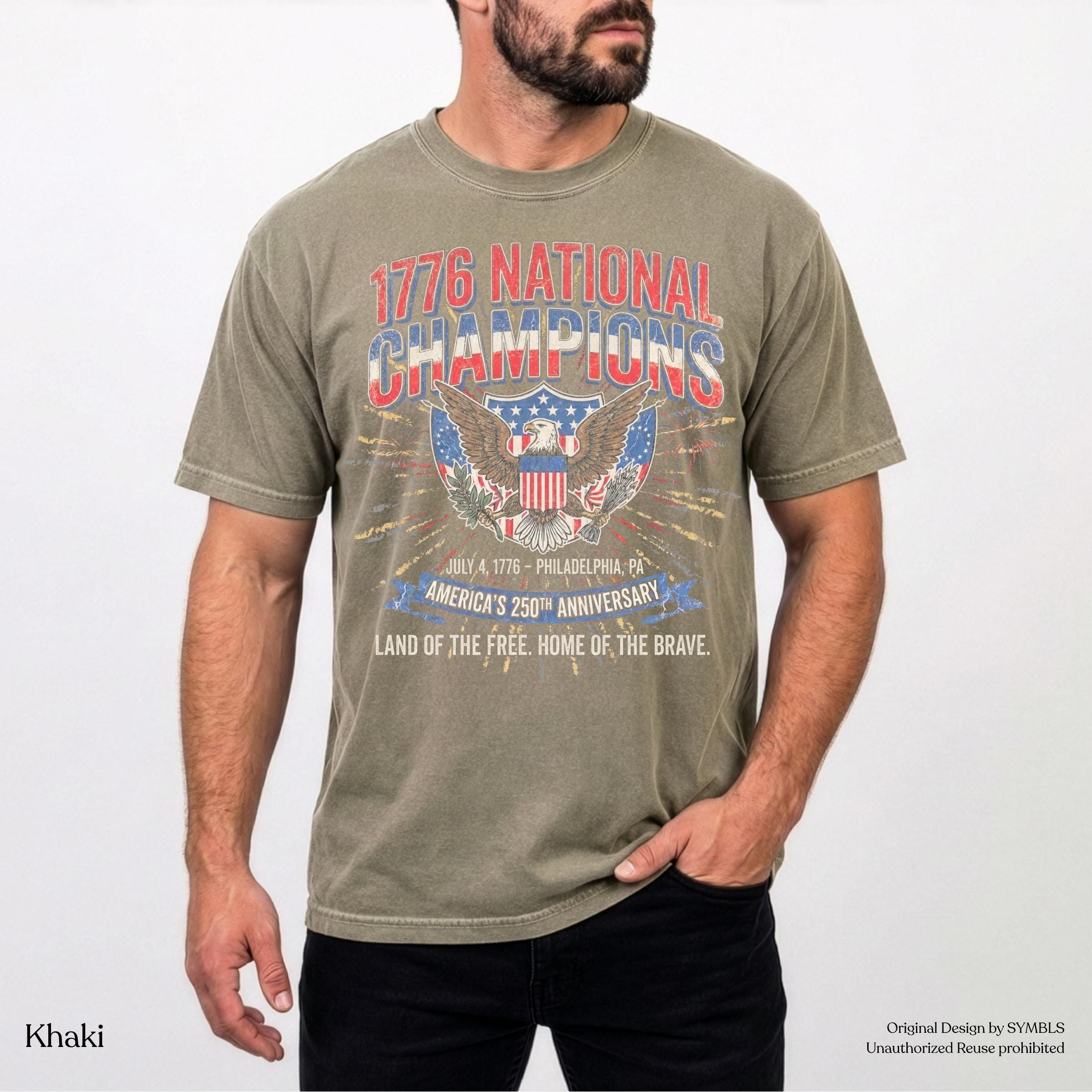 July 4th 1776 National Champions America 250th Anniversary Oversized Tee Distressed Vintage (4)