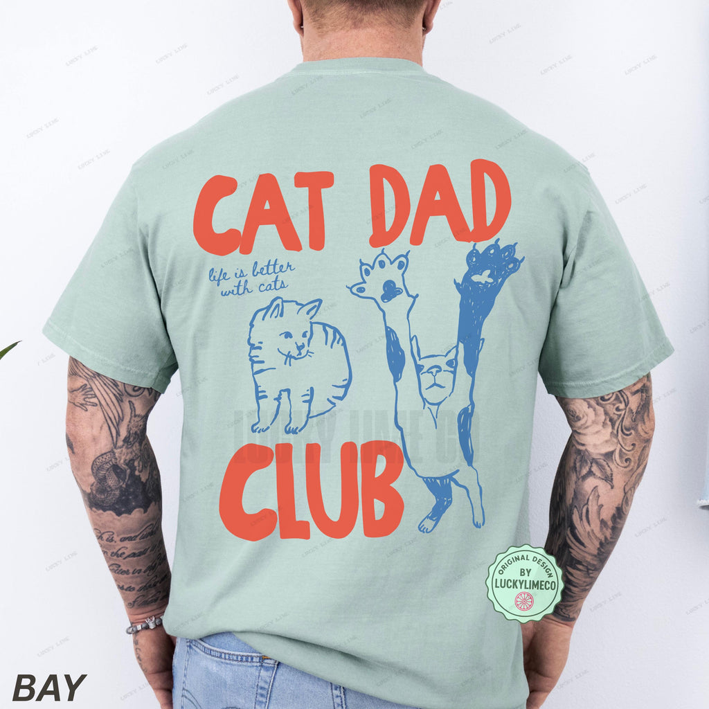 Cat Dad Cat Dad Tee Comfort Colors Cat Dad Club Back Tee Ca Cat Lover Cat Dad Pet Parent (4)