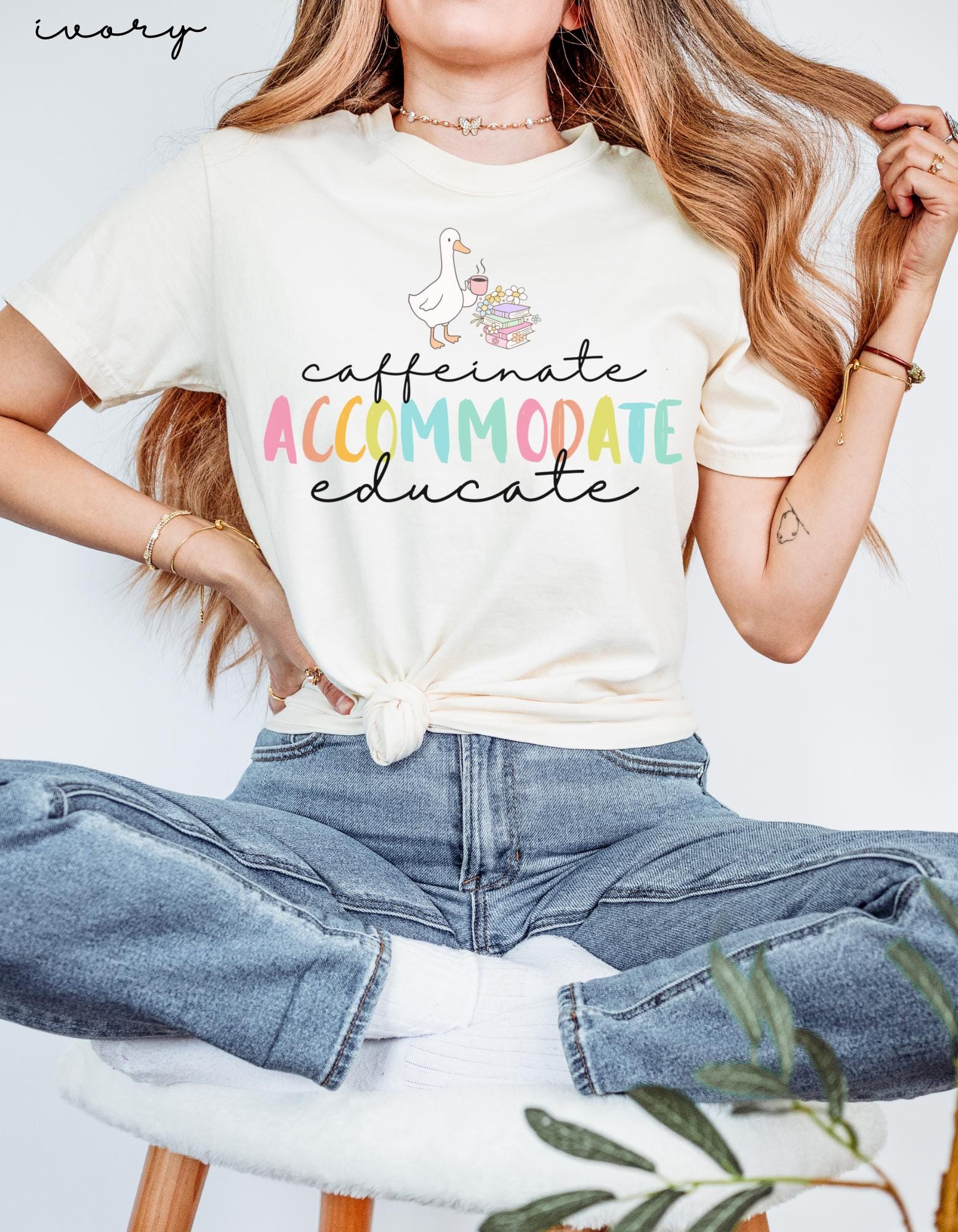 Comfort Colors Teacher Caffeinate Accommodate Educate Education Silly Goose Tee Back School Teacher (4)