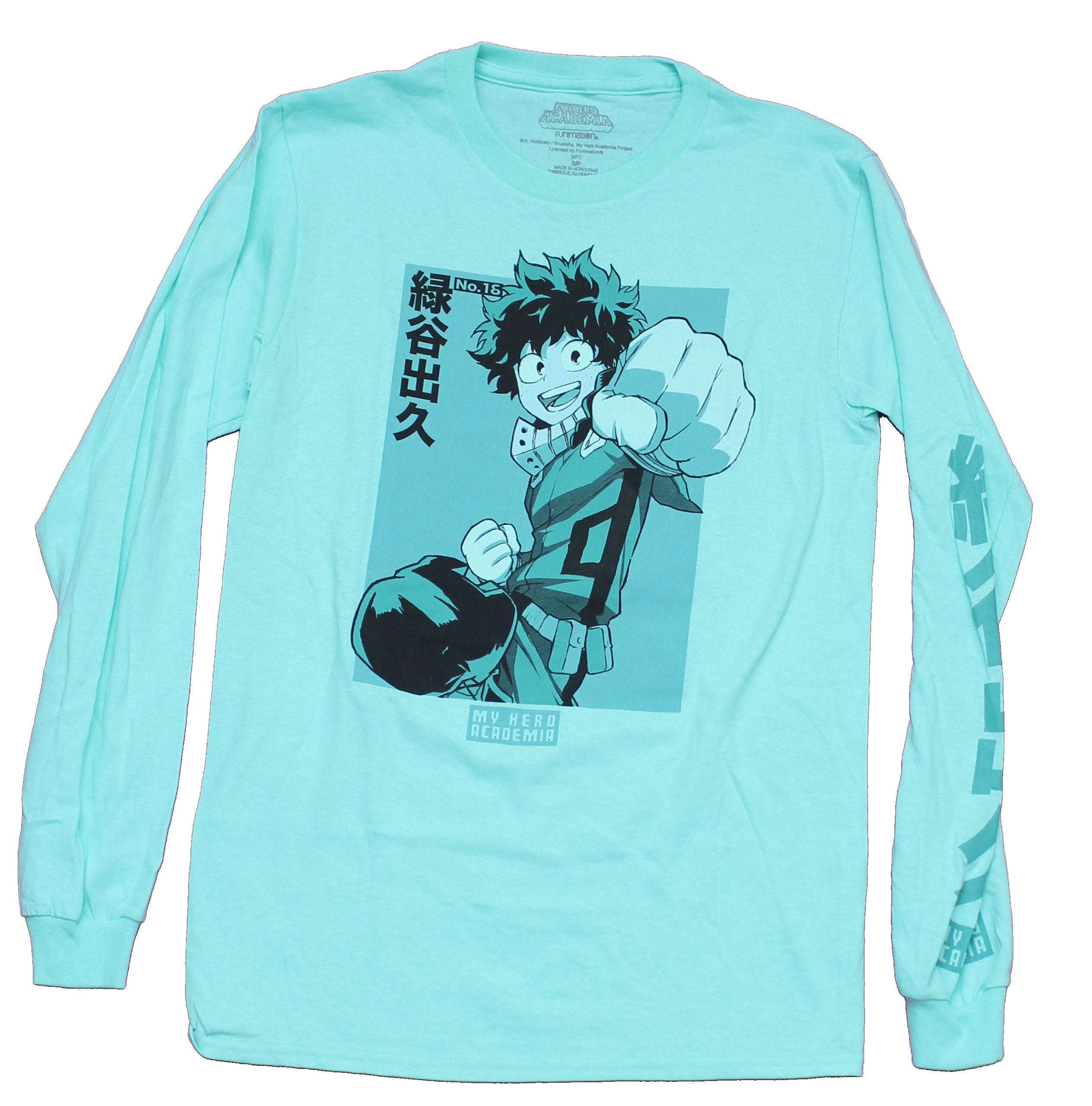 My Hero Academia Mens Long Sleeve T-Shirt - Deku Punch Kanji Sleeve Hoodie, Sweatshirt | CiraTrend.com