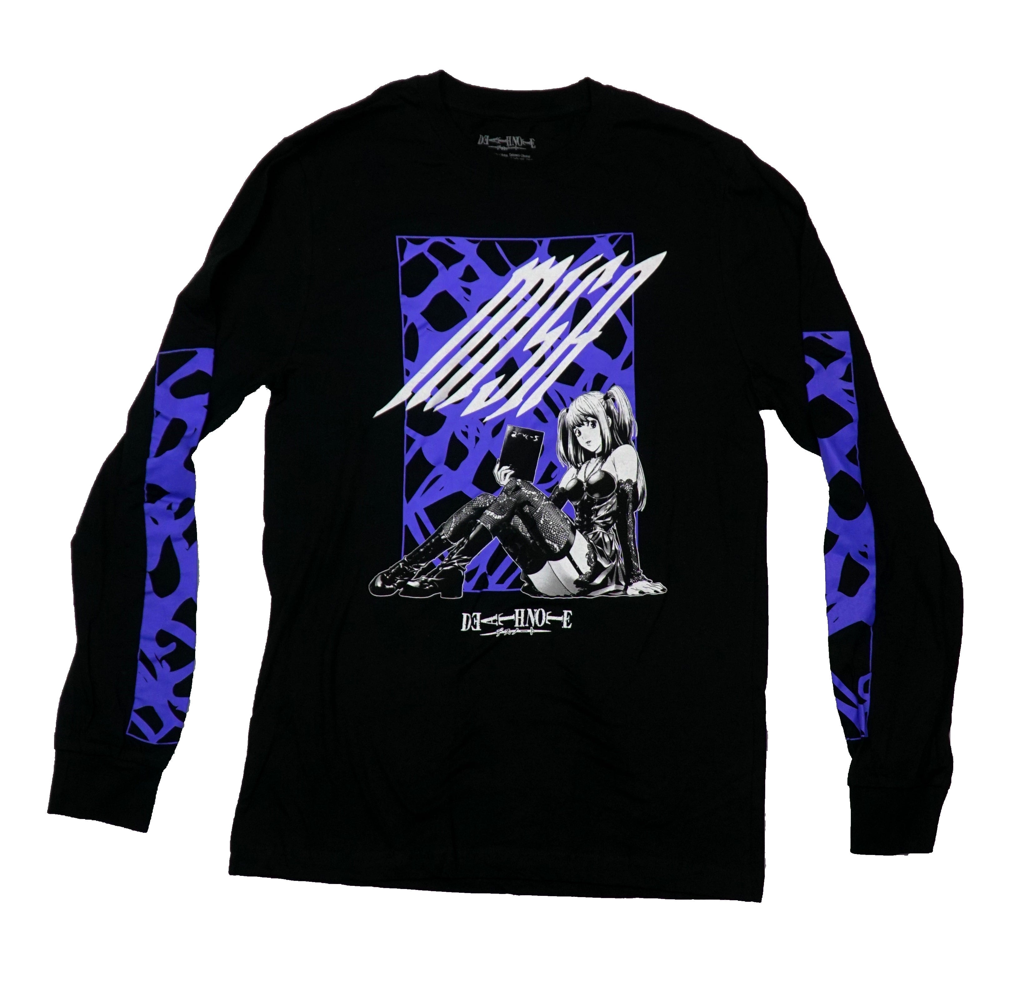 Death Note Mens Long Sleeve T-Shirt - B & W Lingerie Misa Holding Book Hoodie, Sweatshirt | CiraTrend.com