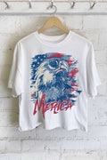 Merica Flag Eagle Graphic Long Crop Top