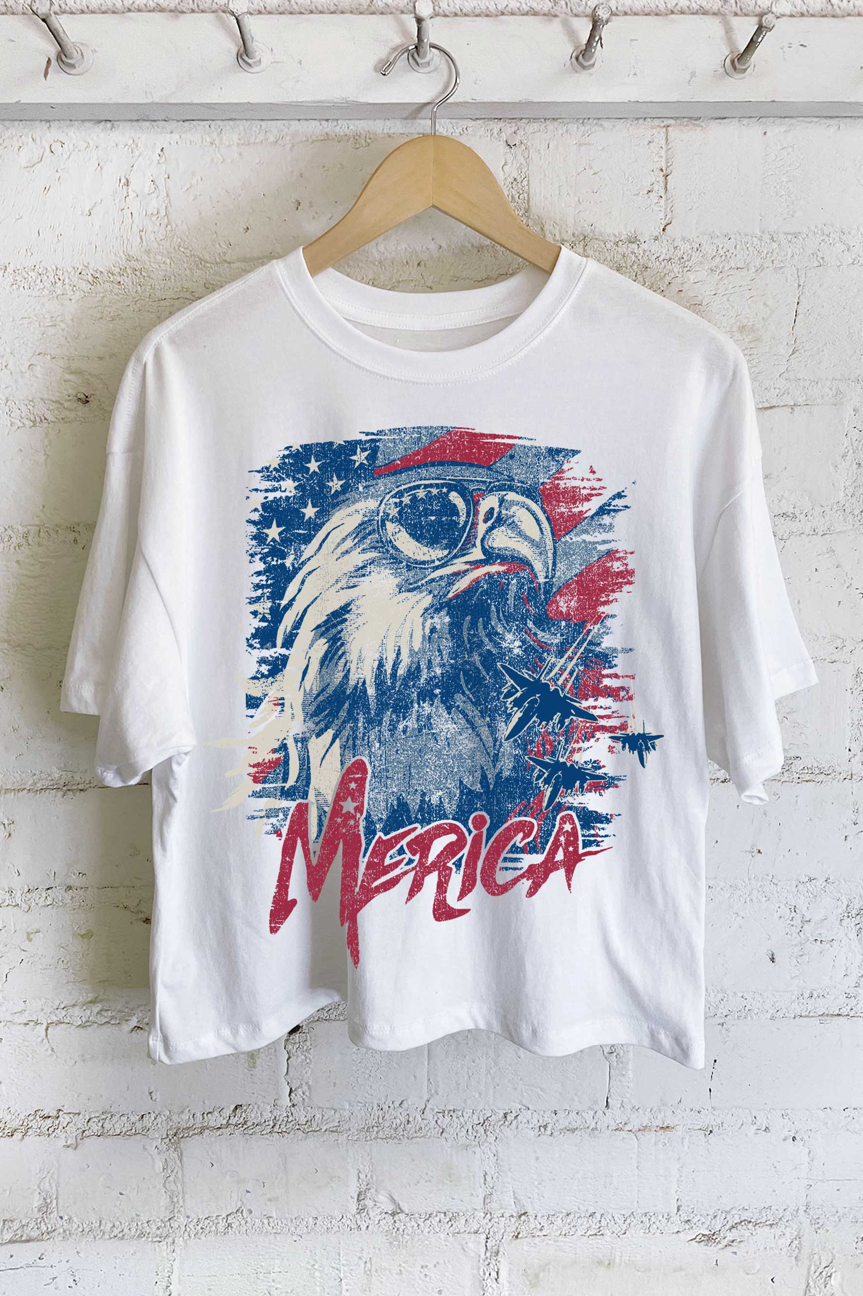 Merica Flag Eagle Graphic Long Crop Top