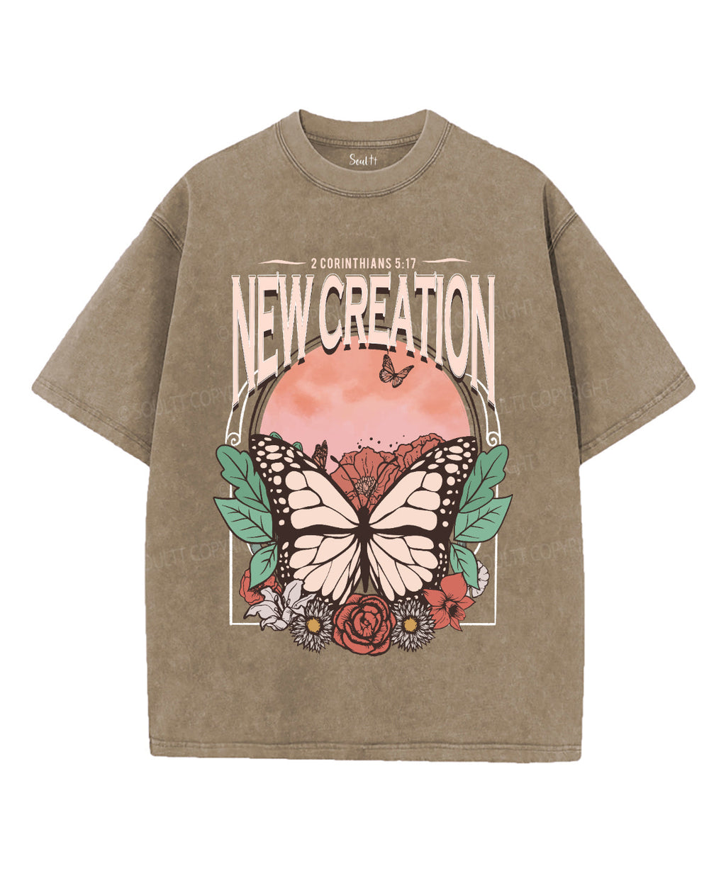 New Creation Unisex Washed Christian T-shirt Hoodie, Sweatshirt | CiraTrend.com (Image 5)
