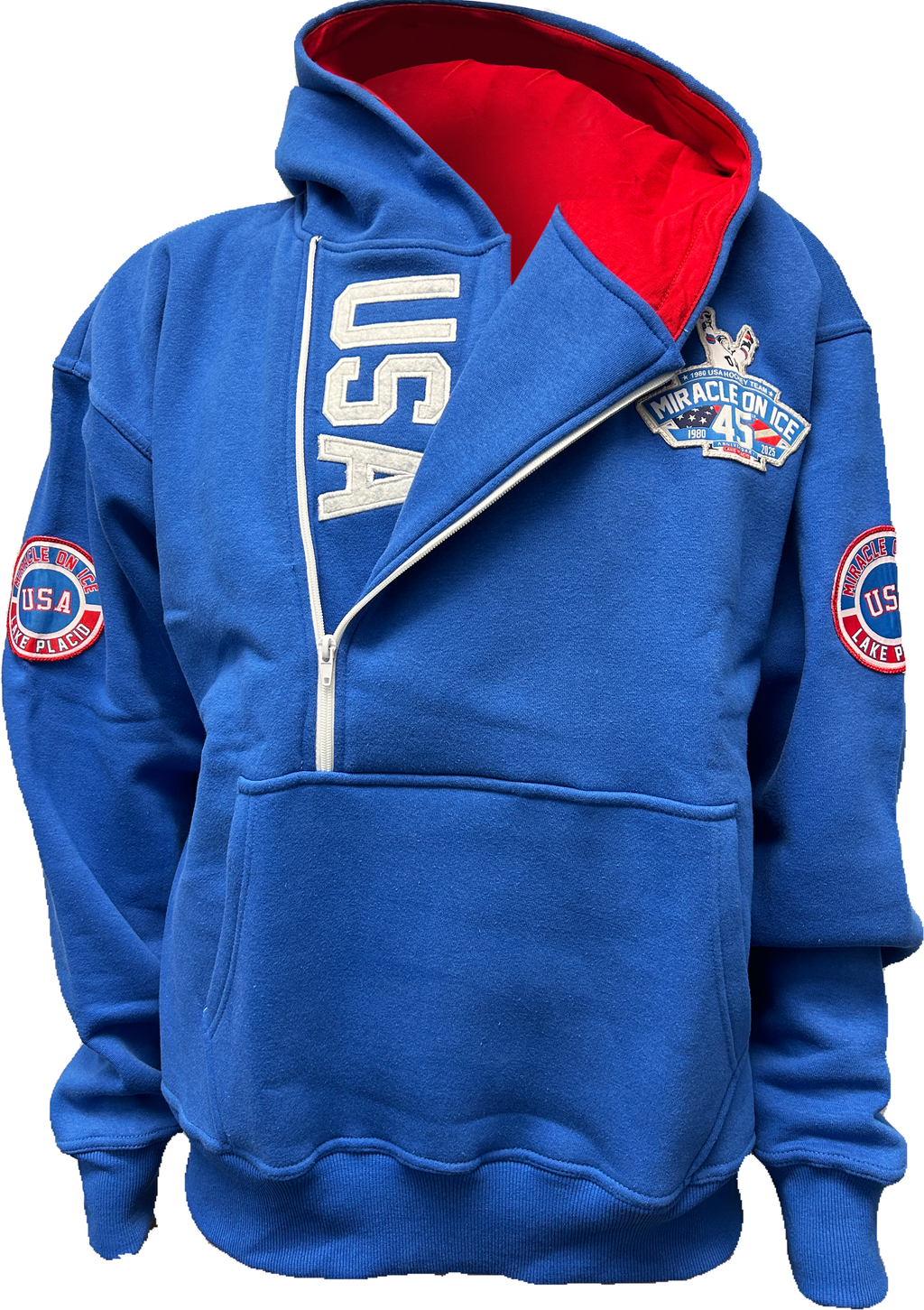 1980 Miracle on Ice  45th Anniversary (1980-2025) Official Side Zip Hoodie Embroidered T-Shirts, Sweatshirt (Image 1)