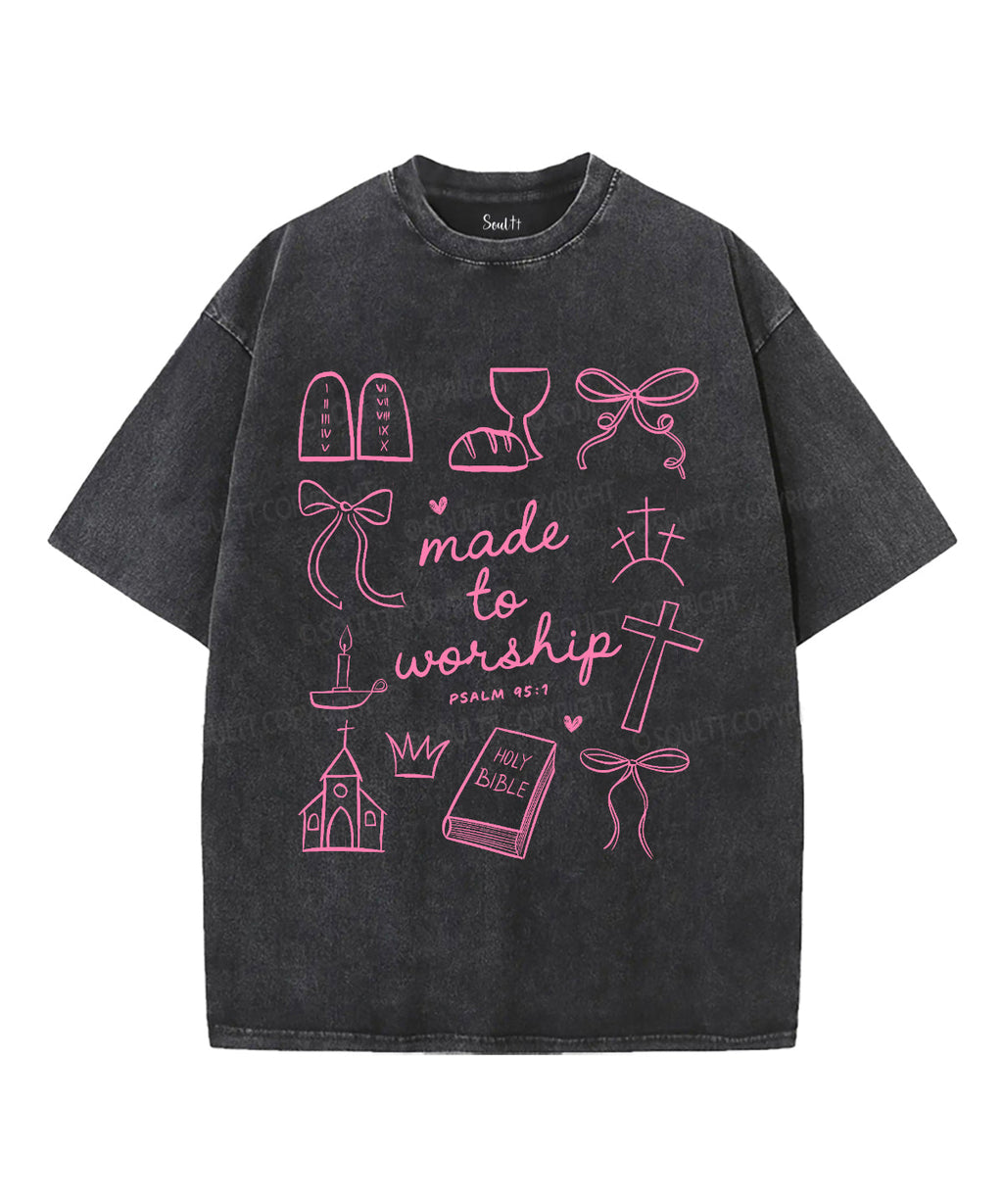 Made To Worship Unisex Washed Christian T-shirt Hoodie, Sweatshirt | CiraTrend.com (Image 1)