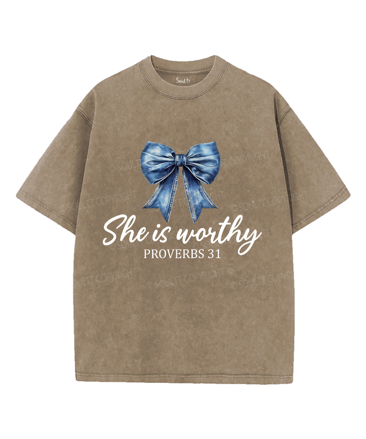 She Is Worthy Unisex Washed Christian T-shirt Hoodie, Sweatshirt | CiraTrend.com (Image 5)