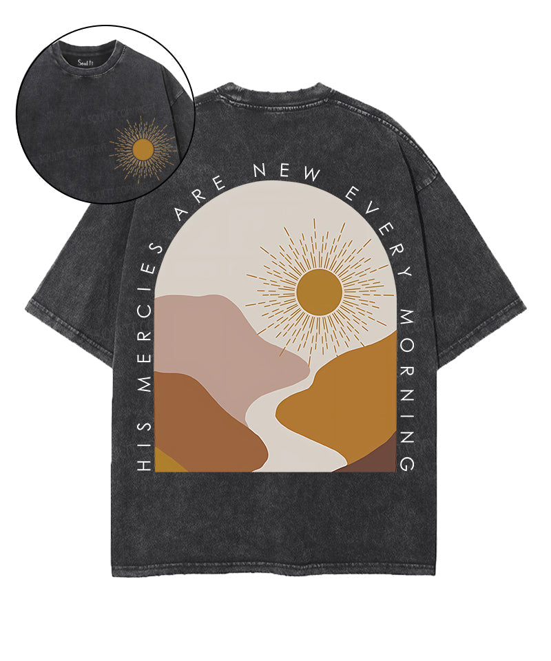His Mercies Are New Double Sided Unisex Washed Christian T-shirt Hoodie, Sweatshirt | CiraTrend.com (Image 1)