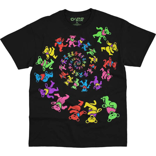 GRATEFUL DEAD T-Shirt, Spiral Bears Blacklight