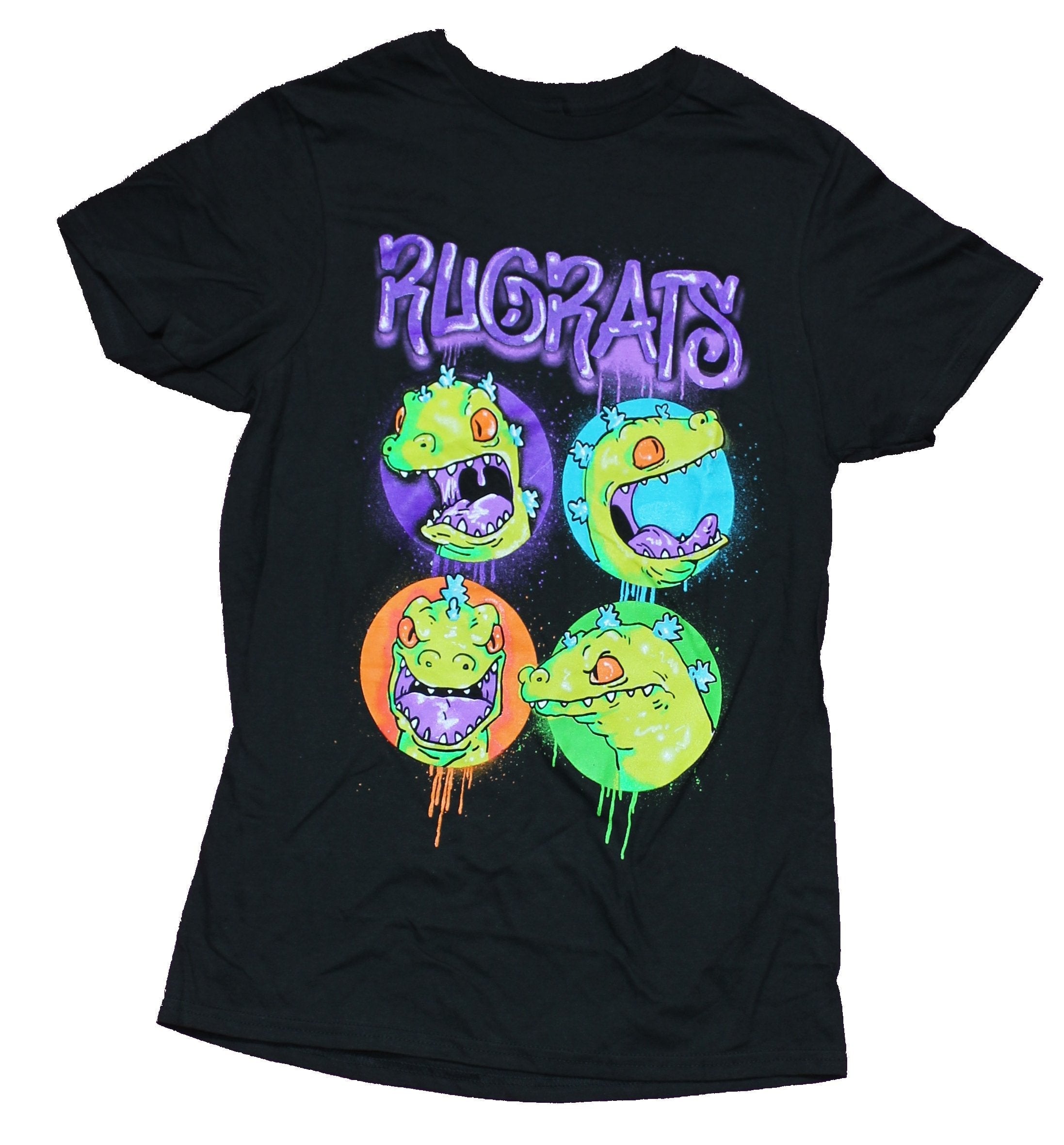 Rugrats Mens T-Shirt - Reptar Dripping Sprayed Circle Heads Image Hoodie, Sweatshirt | CiraTrend.com