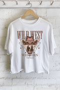 Wild West Cowboy Graphic Long Crop Top