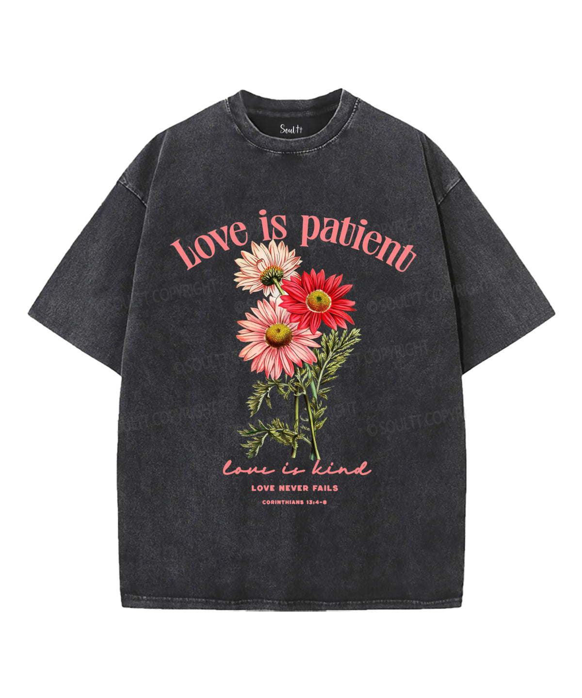 Love Is Patient Unisex Washed Christian T-shirt Hoodie, Sweatshirt | CiraTrend.com (Image 2)