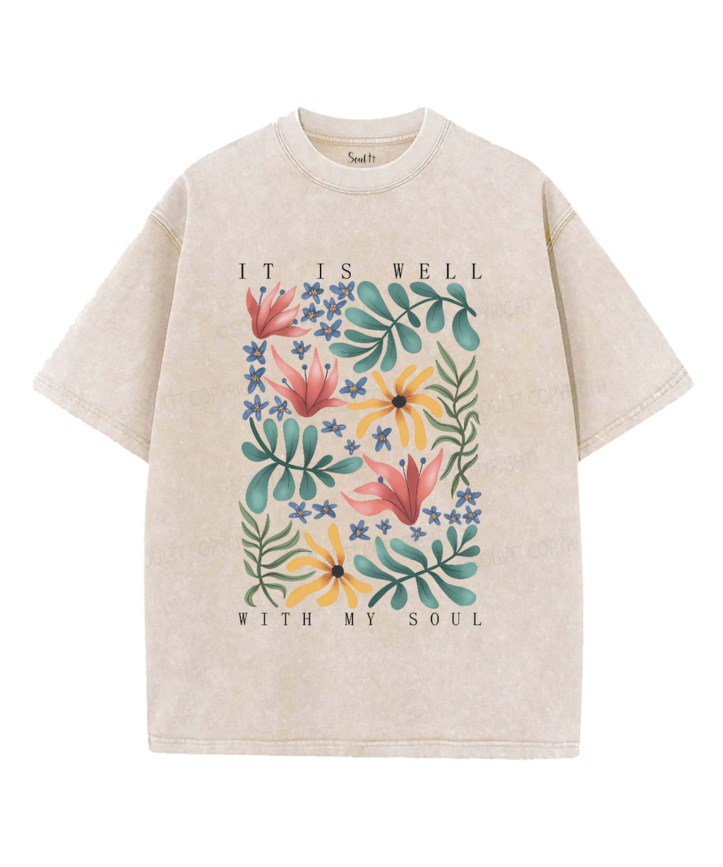It Is Well With My Soult Unisex Washed Christian T-shirt Hoodie, Sweatshirt | CiraTrend.com (Image 1)