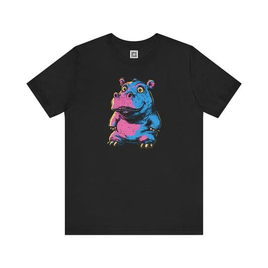 Colorful Hippo Graphic Tee Style002