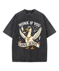 Honk If You Love Jesus Unisex Washed Christian T-shirt Hoodie, Sweatshirt | CiraTrend.com (Image 1)