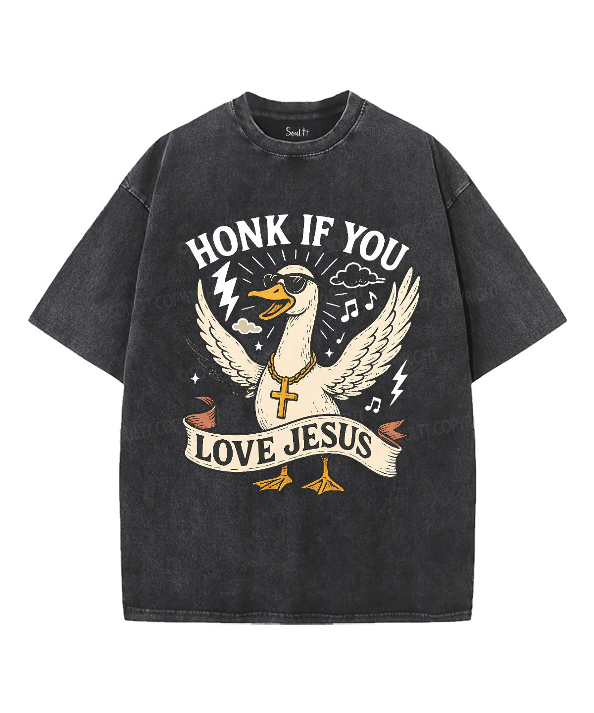 Honk If You Love Jesus Unisex Washed Christian T-shirt Hoodie, Sweatshirt | CiraTrend.com (Image 1)