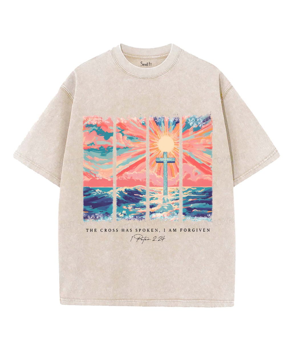 The Cross Has Spoken Unisex Washed Christian T-shirt Hoodie, Sweatshirt | CiraTrend.com (Image 4)
