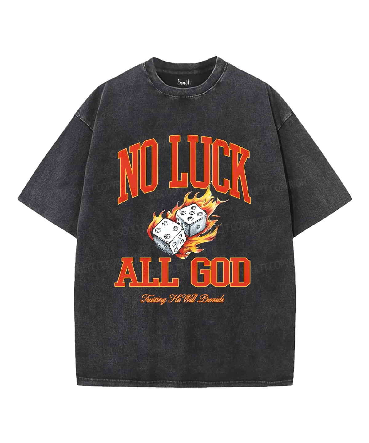 No Luck All God Unisex Washed Christian T-shirt Hoodie, Sweatshirt | CiraTrend.com (Image 2)
