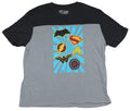 Justice League Mens Yoke T-Shirt- Multiple Logos Of the Justice Team Beaming Hoodie, Sweatshirt | CiraTrend.com