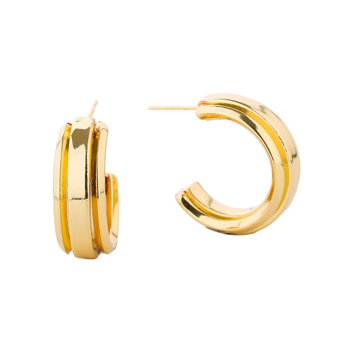 14K Gold-Dipped Stylish Hoop Post Earring