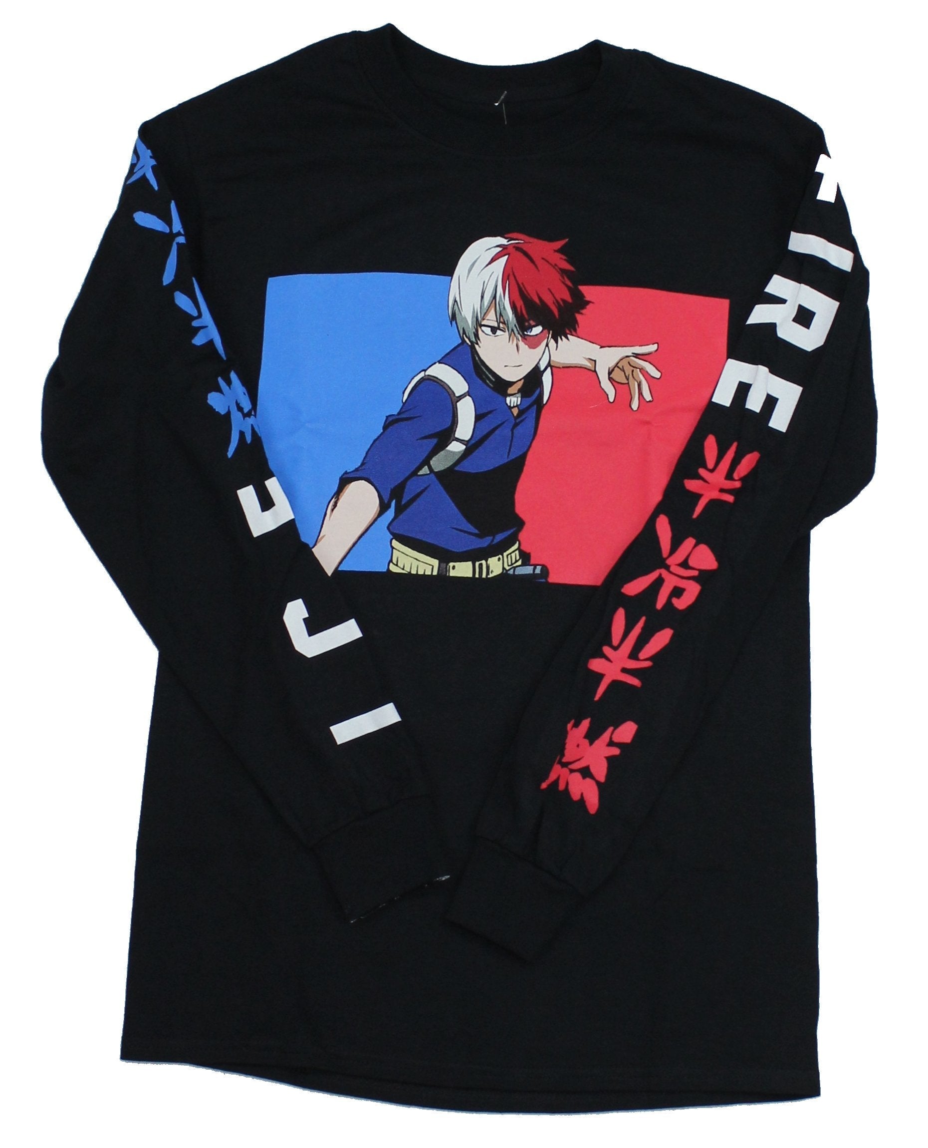 My Hero Academia Long Sleeve Mens  T-Shirt -  Todoroki Fire & Ice Sleeves Hoodie, Sweatshirt | CiraTrend.com (Image 1)