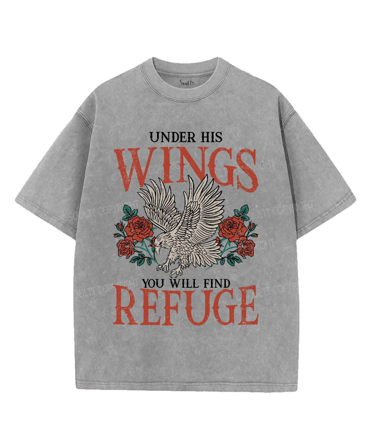 Under His Wings Washed Christian T-shirt Hoodie, Sweatshirt | CiraTrend.com (Image 3)