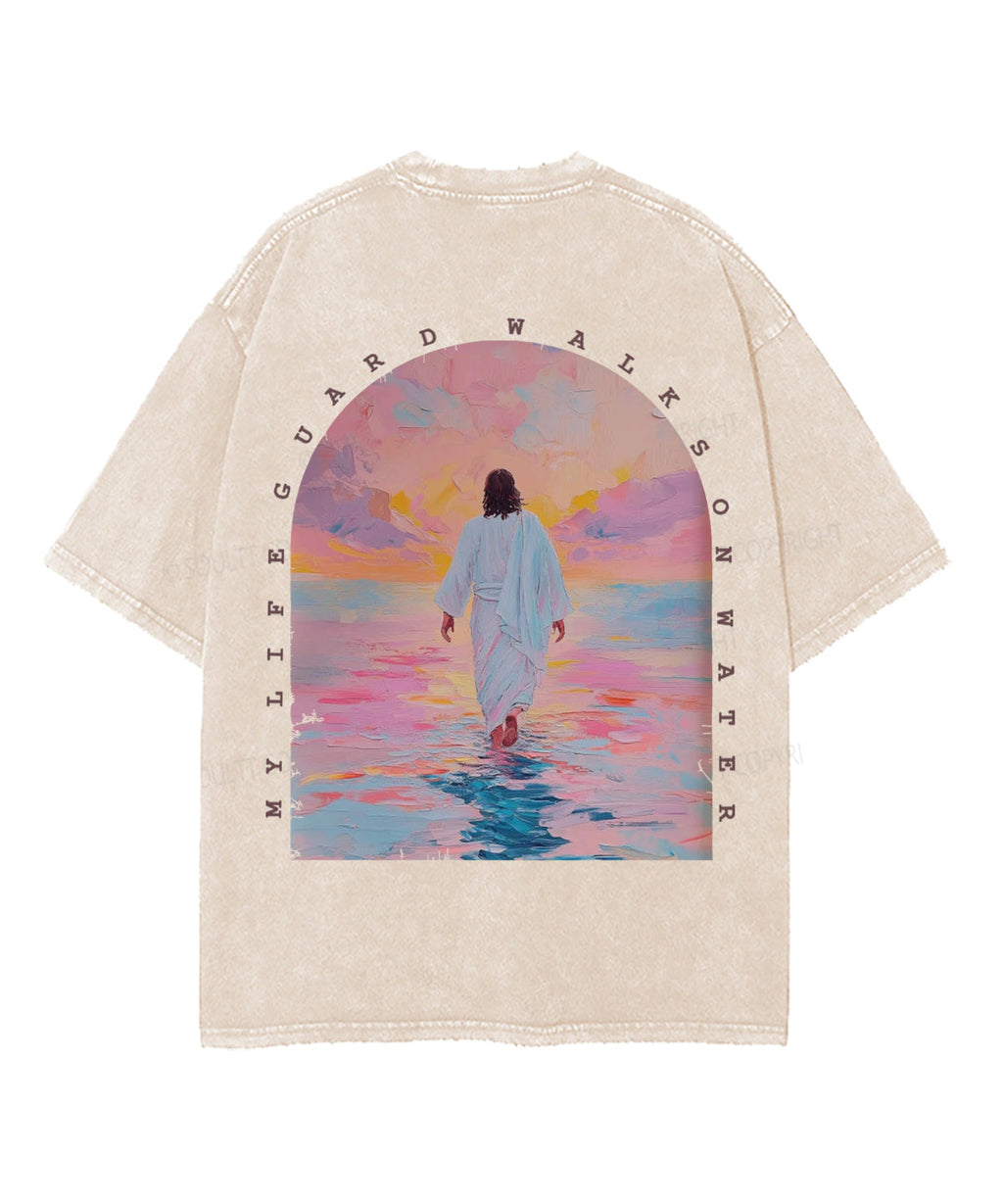 My Life Guard Walk On Water Double Sided Unisex Washed Christian T-shirt Hoodie, Sweatshirt | CiraTrend.com (Image 2)