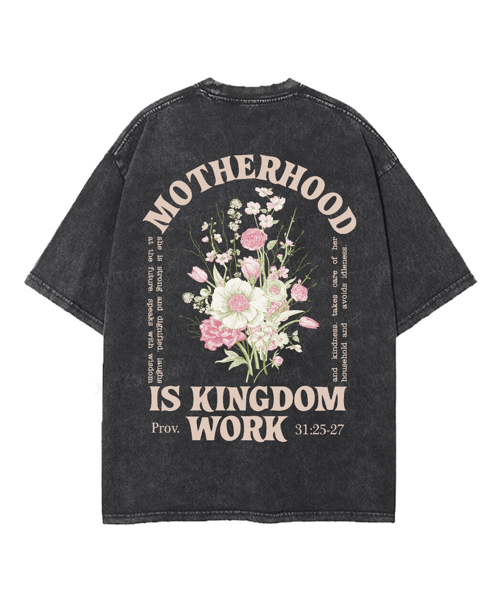 Motherhood Is Kingdom Work Double Sided Unisex Washed Christian T-shirt Style011 Hoodie, Sweatshirt | CiraTrend.com (Image 3)