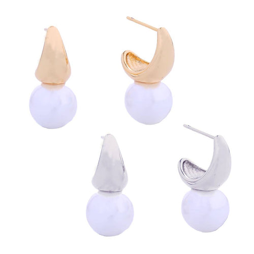 14K Gold-Dipped Pearl Post Earrings