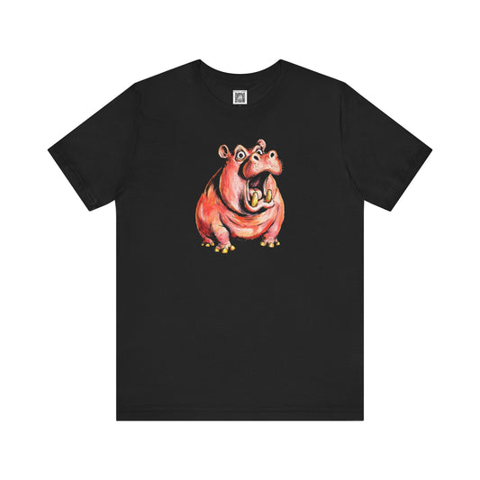 Whimsical Hippo Graphic Tee Style001