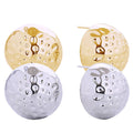 14K Gold Dipped Hammered Button Stud Earrings