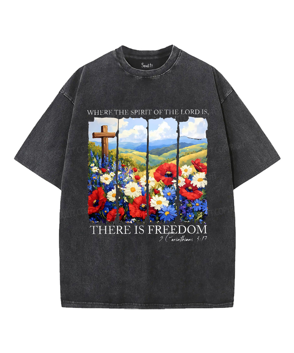 There Is Freedom Unisex Washed Christian T-shirt Style005 Hoodie, Sweatshirt | CiraTrend.com (Image 2)
