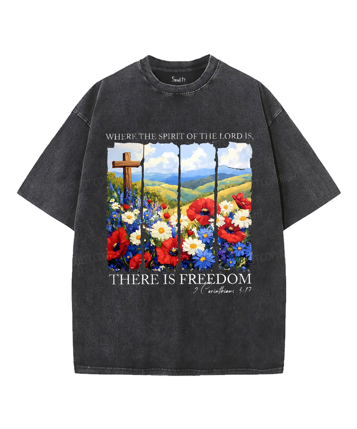 There Is Freedom Unisex Washed Christian T-shirt Style005 Hoodie, Sweatshirt | CiraTrend.com (Image 2)