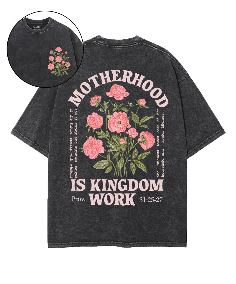Motherhood Is Kingdom Work Double Sided Unisex Washed Christian T-shirt Style014 Hoodie, Sweatshirt | CiraTrend.com (Image 1)