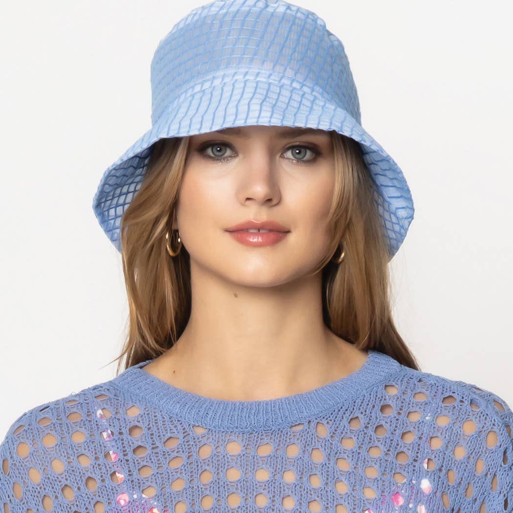Grid Pattern Tulle Mesh Bucket Hat