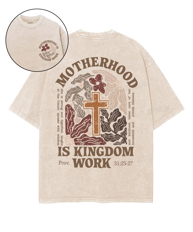 Motherhood Is Kingdom Work Double Sided Unisex Washed Christian T-shirt Style012 Hoodie, Sweatshirt | CiraTrend.com (Image 1)