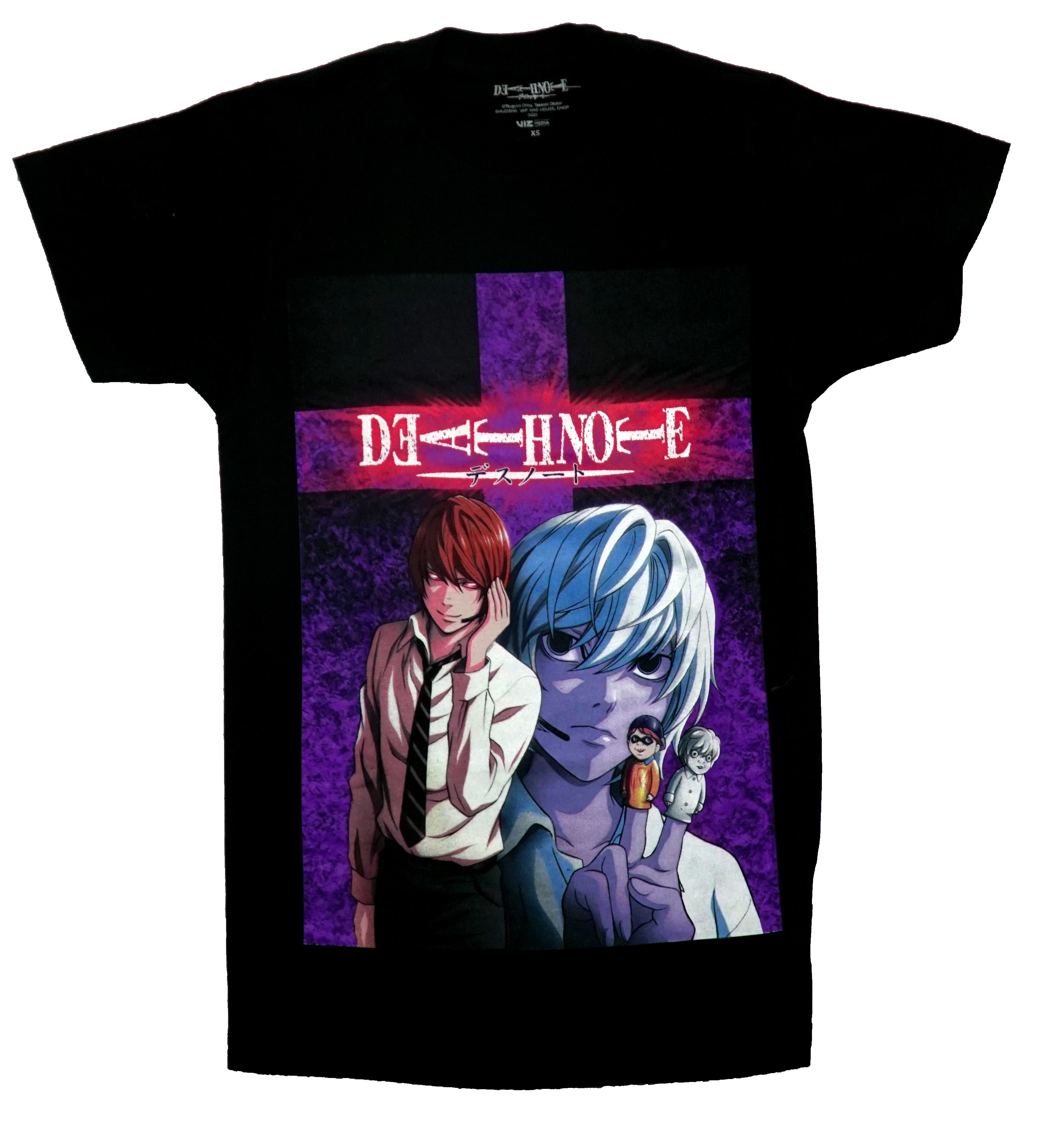 Death Note Mens T-Shirt -  Pink/Purple Cross W/ Children Finger Puppets Hoodie, Sweatshirt | CiraTrend.com