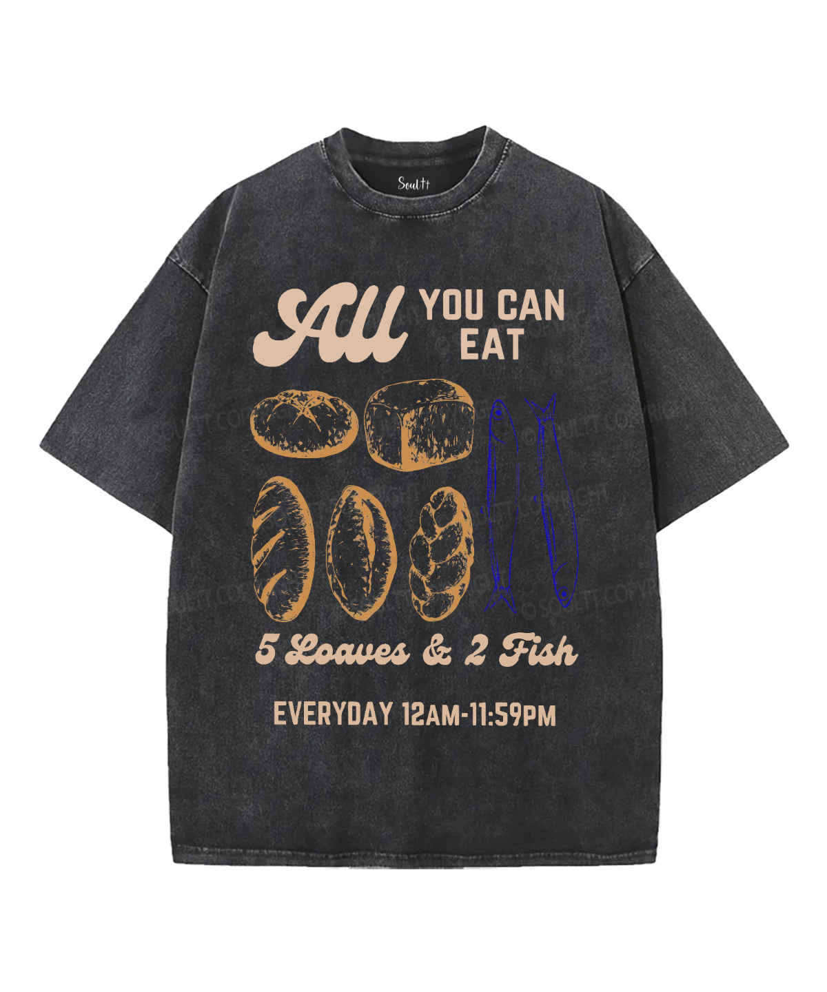 Fish And Loaves Unisex Washed Christian T-shirt Style002 Hoodie, Sweatshirt | CiraTrend.com (Image 1)
